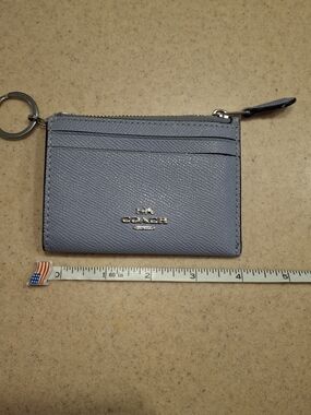Coach Slim Zip Card Holder in Dusty Blue